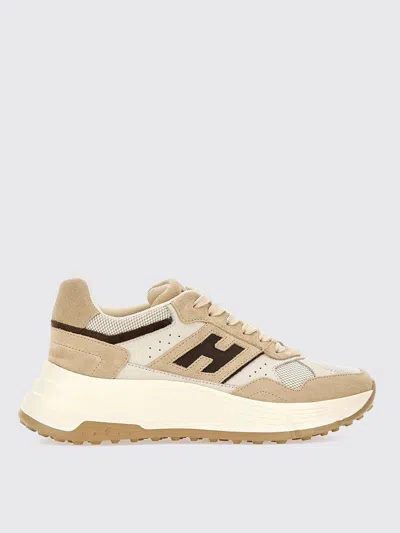 Hogan Hi-fi Suede And Mesh Sneakers In Sand
