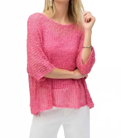 Joseph Ribkoff Chenille Sweater Knit Open Stitch Two-piece Set In Bubble Gum In Pink