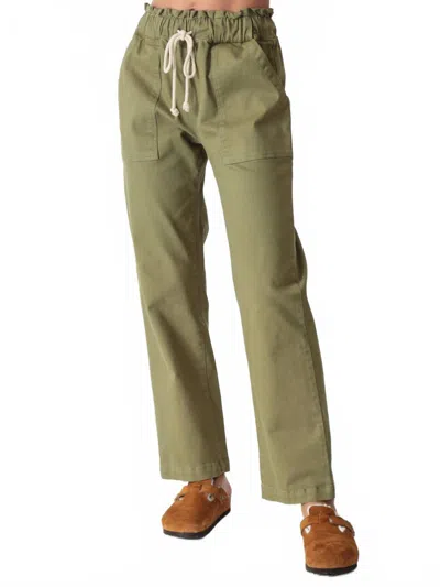 Electric & Rose Easy Stretch Cotton Drawstring Pants In Green