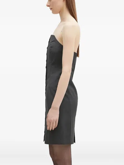 Samsoe & Samsoe Strapless Button-front Mini Dress In Gray