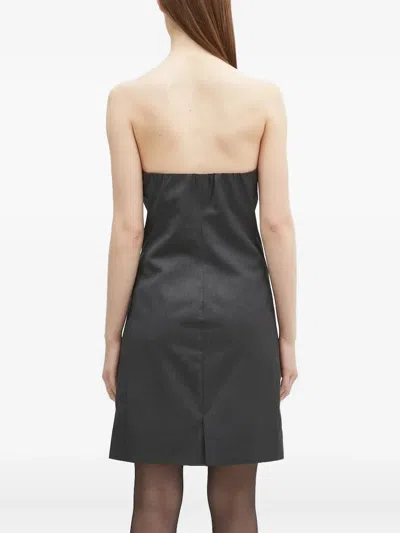 Samsoe & Samsoe Strapless Button-front Mini Dress In Gray