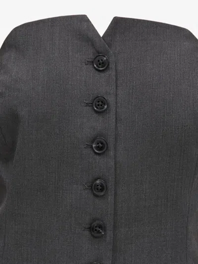 Samsoe & Samsoe Strapless Button-front Mini Dress In Gray