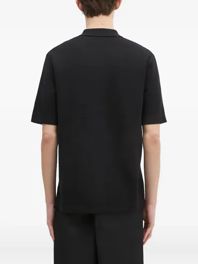 Fred Perry Ribbed-panels Polo Shirt In Black