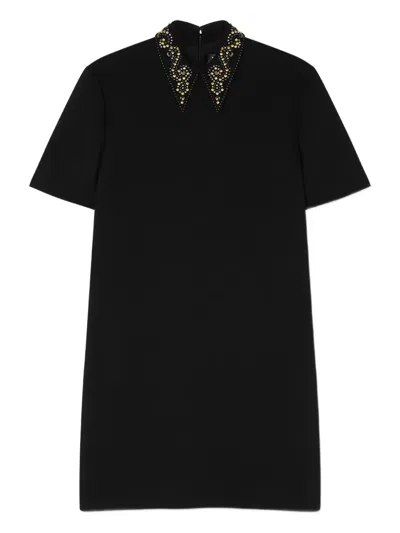 缀饰翻领迷你连衣裙