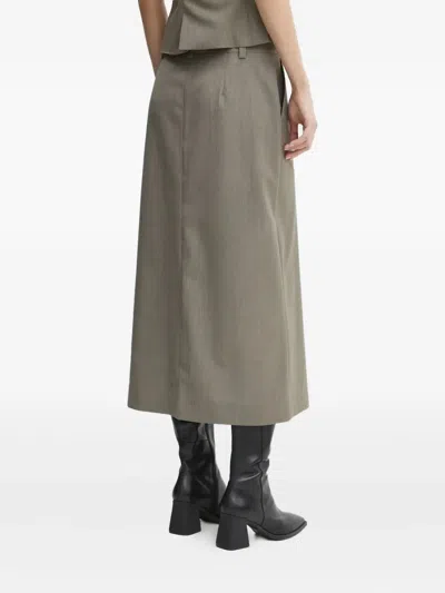 Samsoe & Samsoe Button-front Midi Skirt In Gray