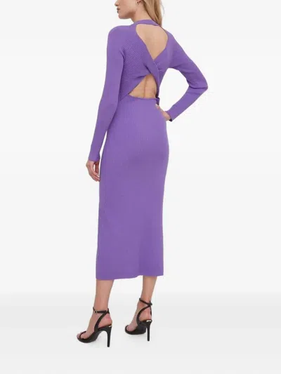 Sisley Paris Ribbed Open-back Midi Dress In Purple