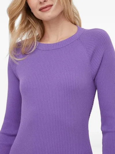 Sisley Paris Ribbed Open-back Midi Dress In Purple