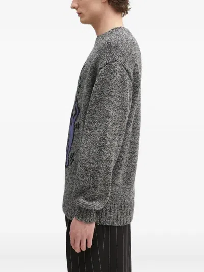 Wacko Maria Heart-motif Wool Sweater In Gray
