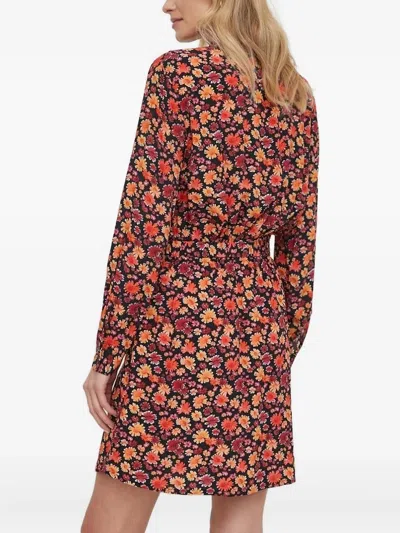 Desigual Yesh Floral Long Sleeve Mini Shirtdress In Red