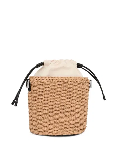 Tous Drawstring Woven Bucket Bag In Neutral