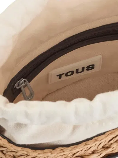 Tous Drawstring Woven Bucket Bag In Neutral
