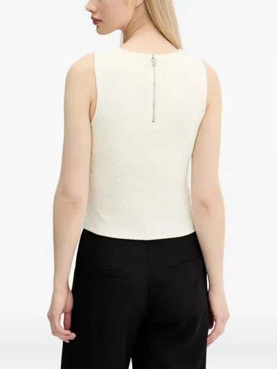 Hugo Boss Slim-fit Sleeveless Top With Irregular Ribbed Structure In White