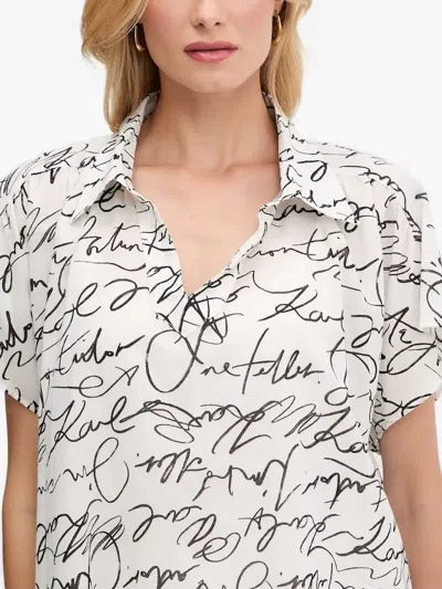 Karl Lagerfeld Script-print Short-sleeve Top In White