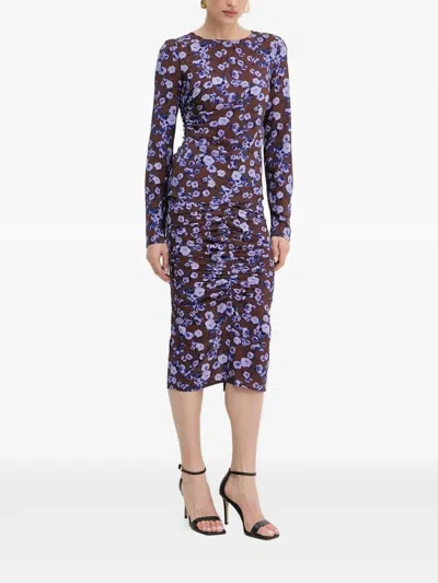 Patrizia Pepe Floral-print Midi Skirt In Purple