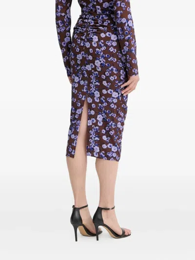 Patrizia Pepe Floral-print Midi Skirt In Purple