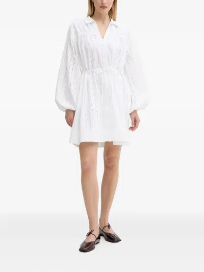 Samsoe & Samsoe Samanarola Eyelet Detailing Mini Dress In White
