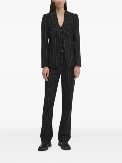 Bruuns Bazaar Pinstripe Buttoned Vest In Blue