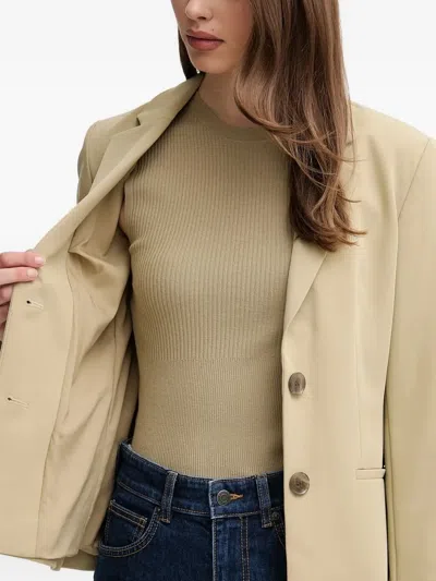 Sisley Paris Notched-lapel Button Blazer In Neutral