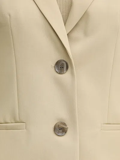 Sisley Paris Notched-lapel Button Blazer In Neutral