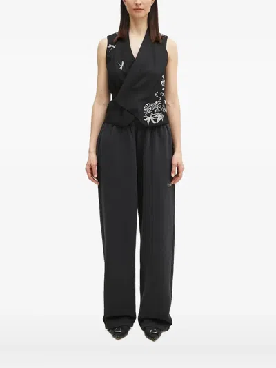 Kenzo Paris Jungle Embroidered Waistcoat In Black