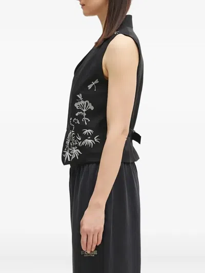 Kenzo Paris Jungle Embroidered Waistcoat In Black
