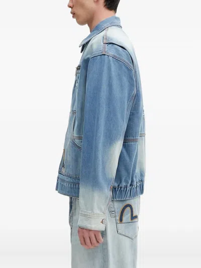 Evisu Embossed-logo Denim Jacket In Blue