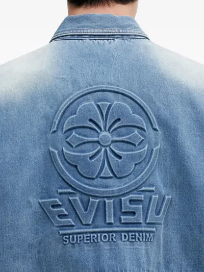 Evisu Embossed-logo Denim Jacket In Blue