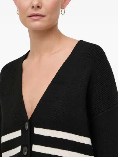 Notes Du Nord Striped Ribbed Cardigan In Black
