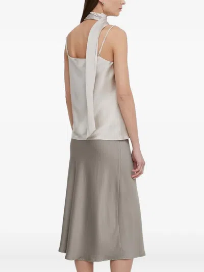 Bruuns Bazaar Ruffled Asymmetric-neck Blouse In Neutral