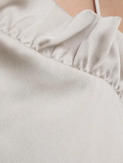 Bruuns Bazaar Ruffled Asymmetric-neck Blouse In Neutral