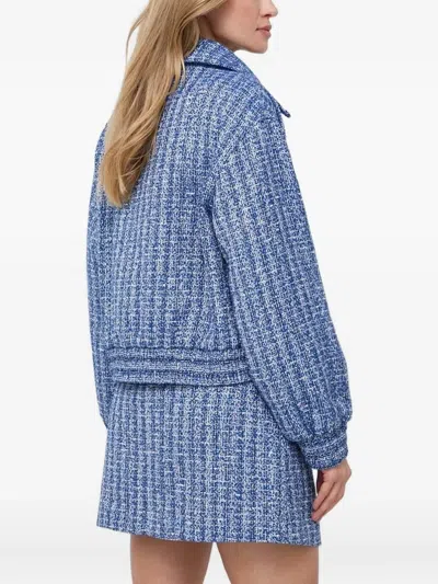 Custommade Tweed Embellished Jacket In Blue