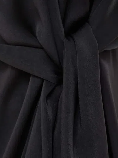 Bardot Draped Tie-front Blouse In Black