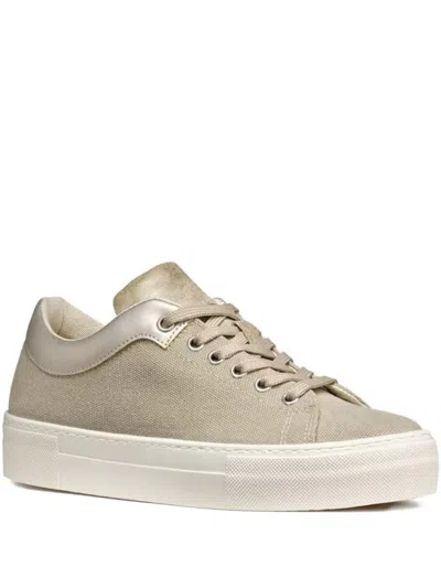 Geox Claudin A Metallic-panel Platform Sneakers In Neutral