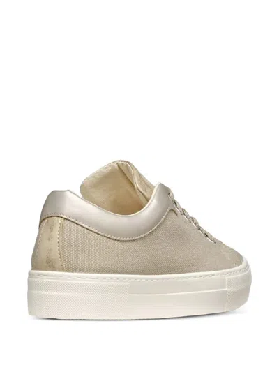 Geox Claudin A Metallic-panel Platform Sneakers In Neutral