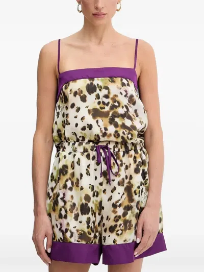 Liu •jo Animal-print Drawstring Shorts In Neutral