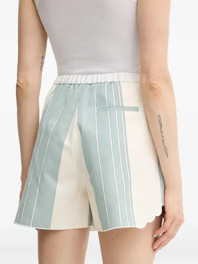 Forte Forte Stripe Scalloped Short Shorts In Neutral