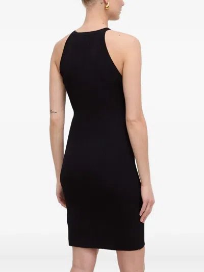 Silvian Heach Button-embellished Lace-insert Mini-dress In Black