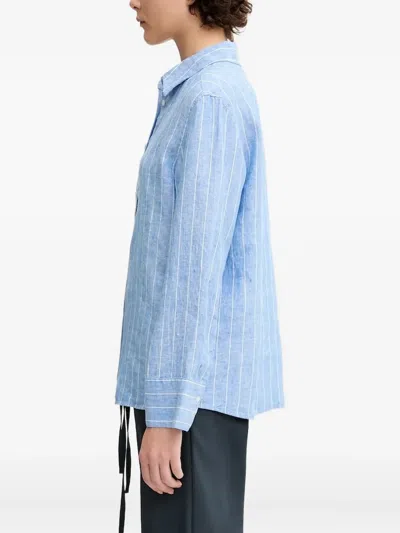Samsoe & Samsoe Striped Linen Shirt In Blue
