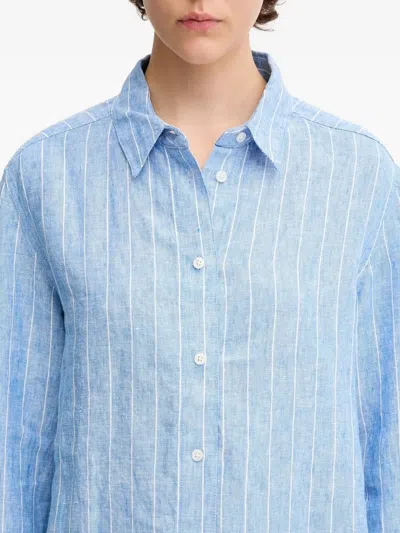Samsoe & Samsoe Striped Linen Shirt In Blue