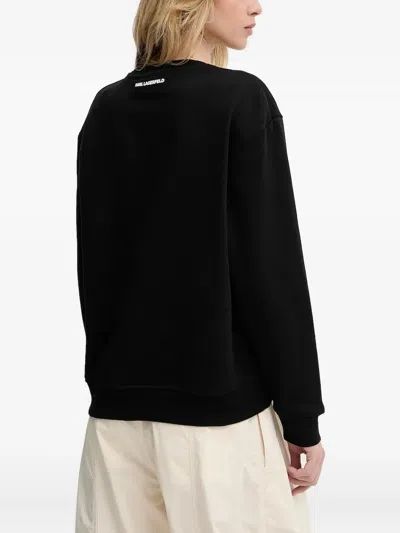 Karl Lagerfeld Ikon Karl & Choupette-print Sweatshirt In Black