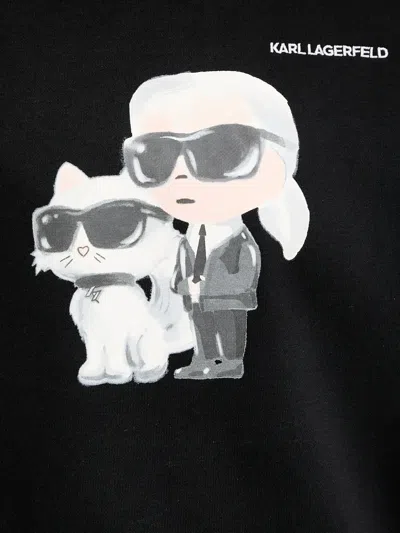 Karl Lagerfeld Ikon Karl & Choupette-print Sweatshirt In Black