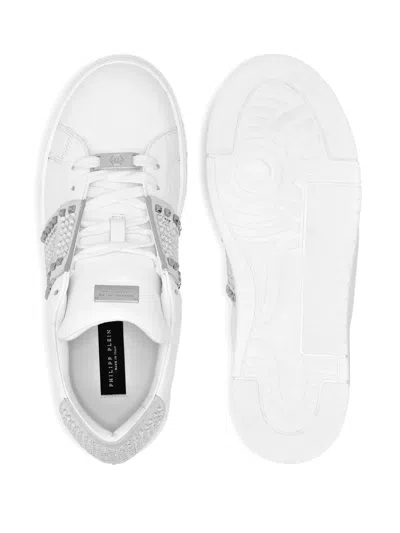 Philipp Plein Crystal-embellished Leather Sneakers In Multi