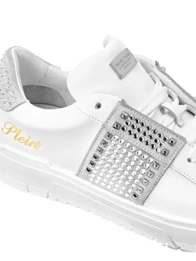Philipp Plein Crystal-embellished Leather Sneakers In Multi