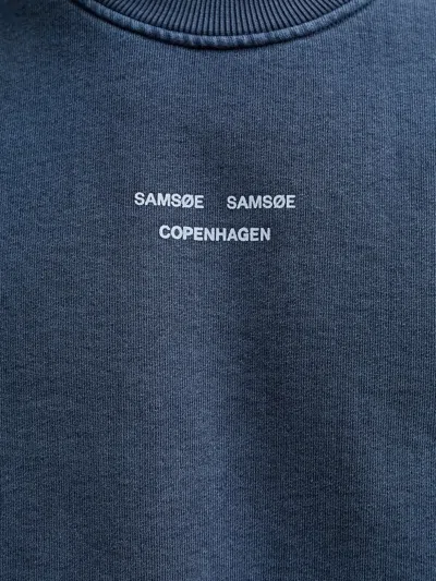Samsoe & Samsoe Crew-neck Logo Sweatshirt In Blue