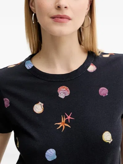 Rag & Bone Short-sleeve Allover Seashell Tee In Black