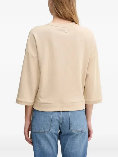 Joop Drawstring-hem Three-quarter Sleeve Sweatshirt In Neutral