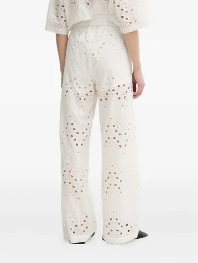 孔眼刺绣直筒长裤