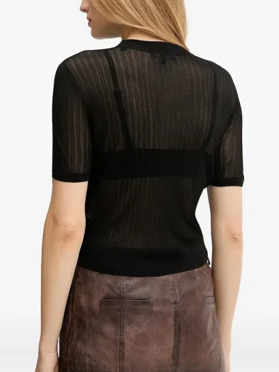 Armani Exchange Ribbed T-shirt In Black