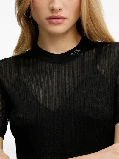 Armani Exchange Ribbed T-shirt In Black