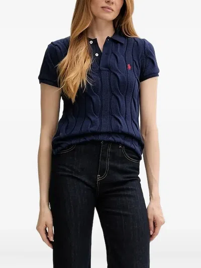 Polo Ralph Lauren Cable-knit Polo Shirt In Blue